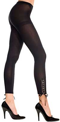 Fashion Pantyhose: Music Legs Opaque Leggings wih Laceup Sides (size 15Kb)