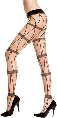 Fishnet Pantyhose: Music Legs Spandex Sheer Pantyhose With Faux Chain (size 28Kb)