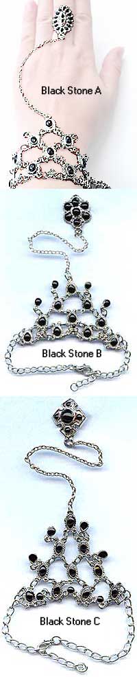 Costume Jewelry: OEM Fashion Slave Bracelet-Ring with Black Stone (size 83Kb)