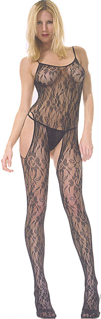 Bodystockings: Music Legs Seamless Lace Suspender Bodystocking (size 78Kb)