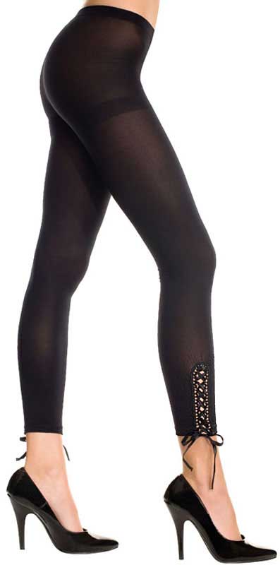 ML35749: Opaque Leggings wih Laceup Sides