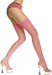 Sheer Stockings: Music Legs Lace Sheer Stocking with Flocking Design (size 44Kb)