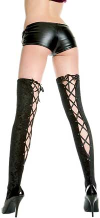 Music Legs Velvet Lace Up Back Thigh High (size 23Kb)