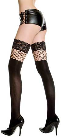 Fishnet Stockings: Music Legs Opaque Thigh Hi With Industrial Net (size 23Kb)