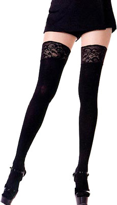 ML747LW: Opaque Lace Top Thigh High