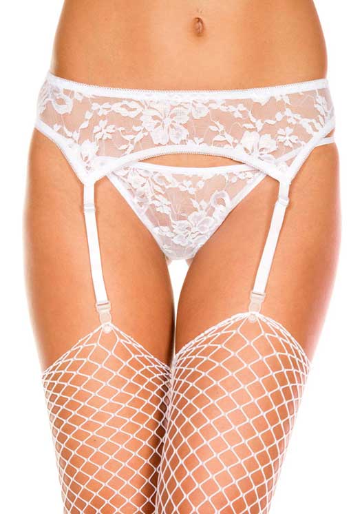 MLG7707: Lace Garter Belt With Thong