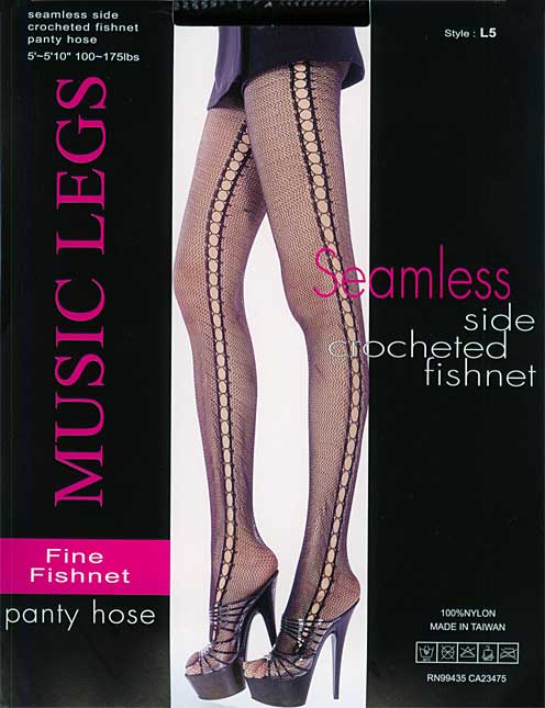 ML00L5C: Mesh Pantyhose With Side Crochet